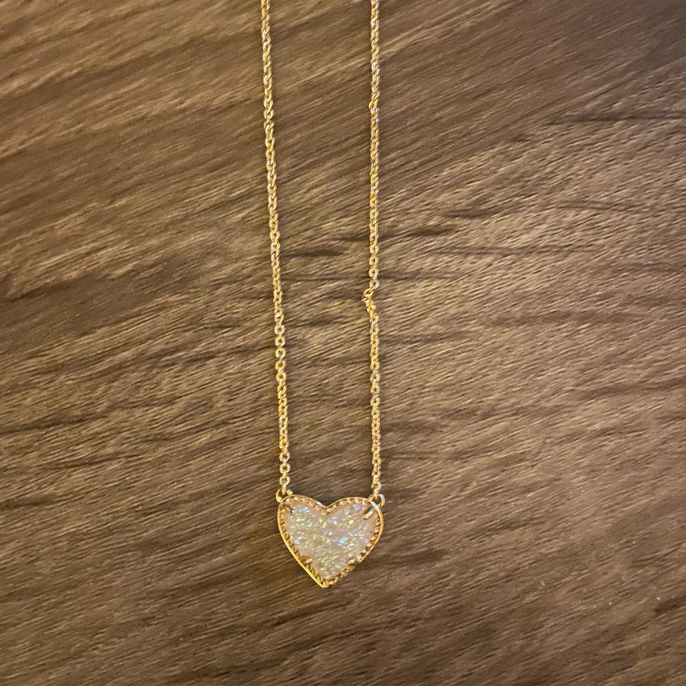 Kendra Scott Gold Heart Necklace with Pavé Crystals